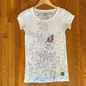 Masha dyans Bird on branches “exclusive artist collection” top, medium